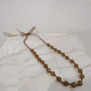Brown Beaded Necklace EUC